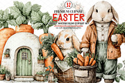 Carrot Easter Watercolor Clipart Set, an Illustration by cherrydesign (Thumbnail 1 of 4)