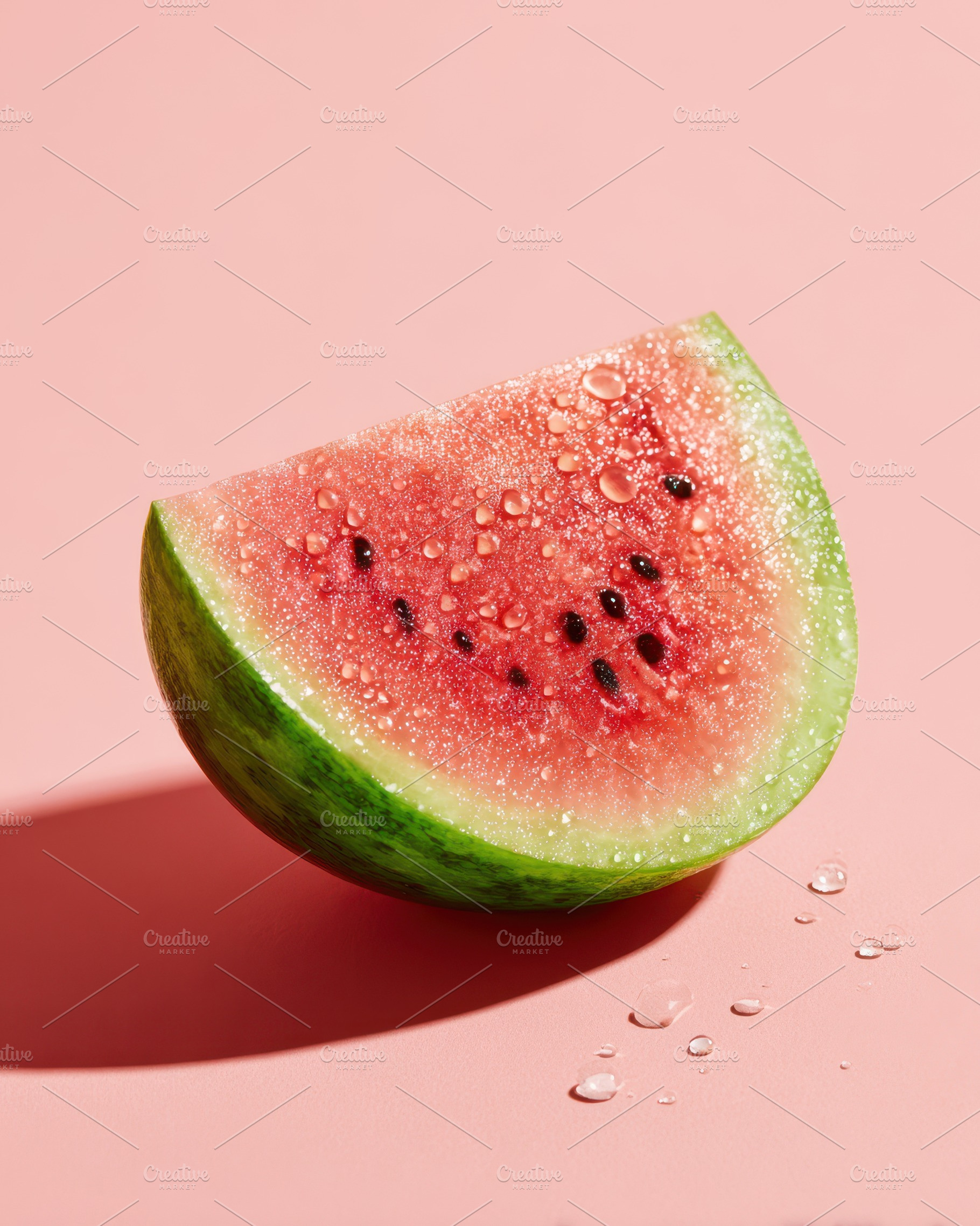 Watermelon slice on pink background, a Food & Drink Photo by AlyaAnd