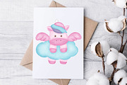 Unicorn Watercolor Clipart Set, an Animal Illustration by Nattapohncha (Thumbnail 3 of 3)