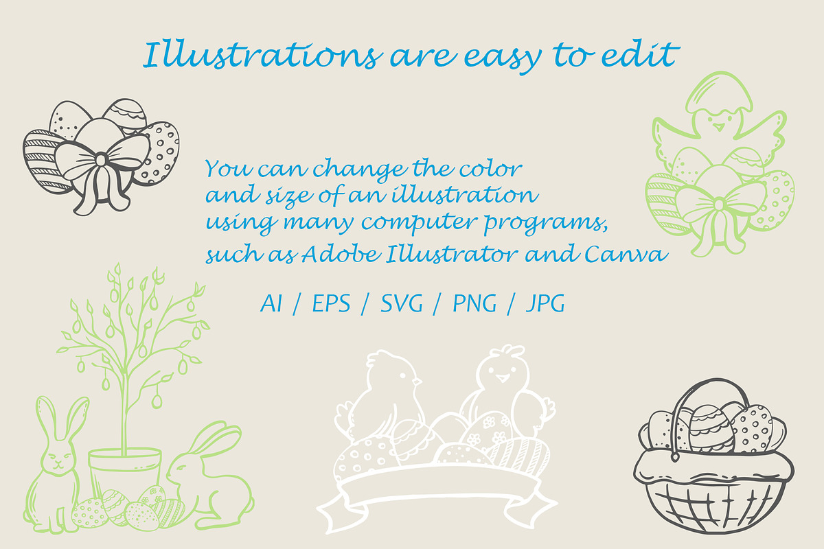 Easter Whimsy illustrations clip art, a Seasonal Illustration by susie-p-art (Photo 14 of 15)