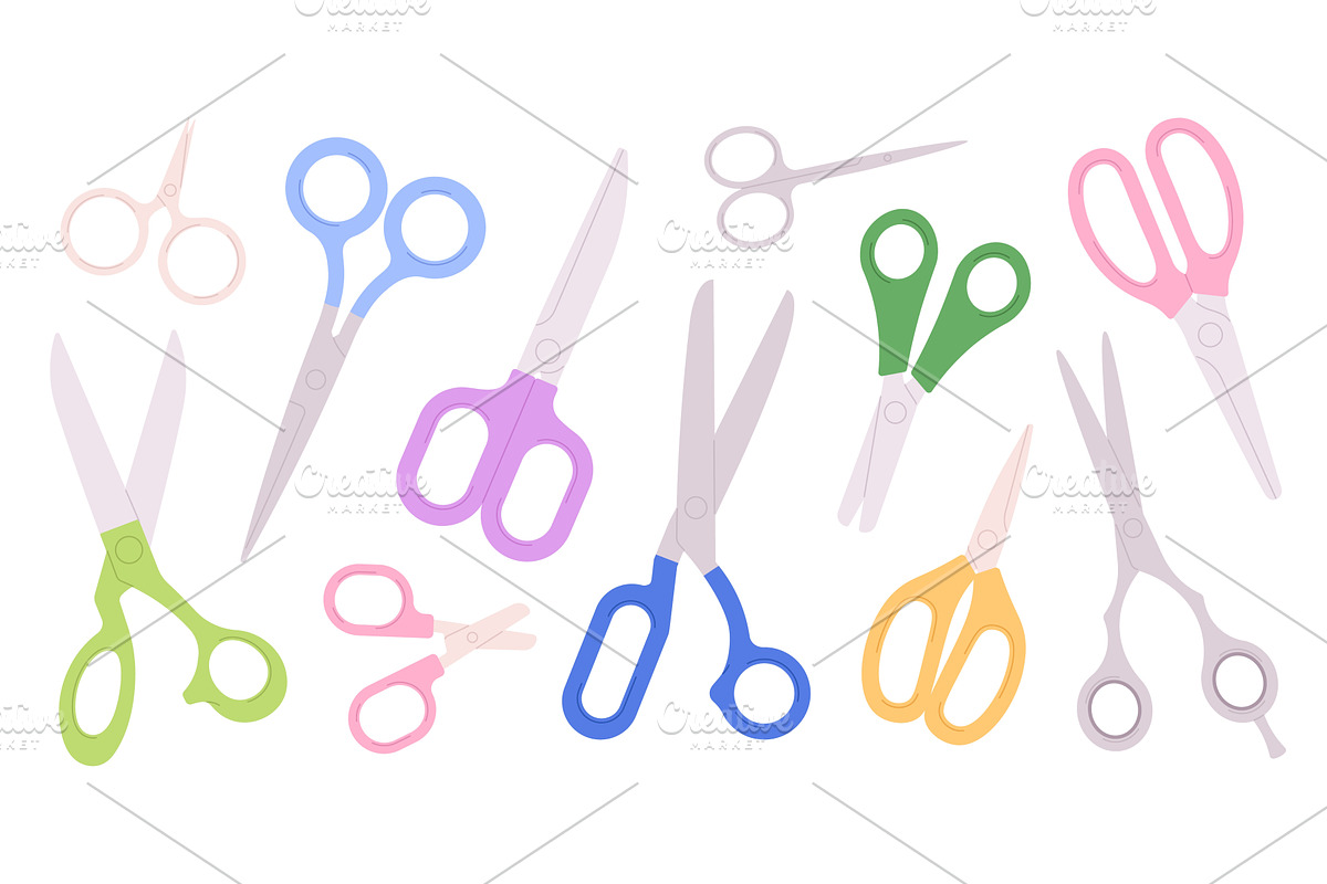 Cartoon scissors. Flat scissor, an Object Illustration by LadadikArt