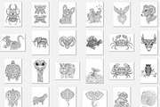 150 Animals Mandala Coloring Vector, an Animal Illustration by Blue Digital Studio (Thumbnail 7 of 9)