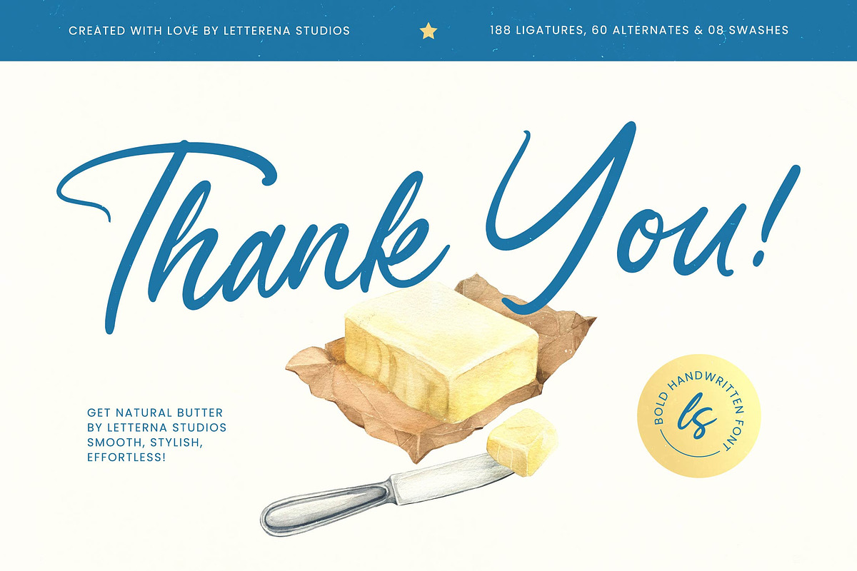 Natural Butter Bold Handwritten Font, a Script Font by Letterena Studios Script (Photo 20 of 20)