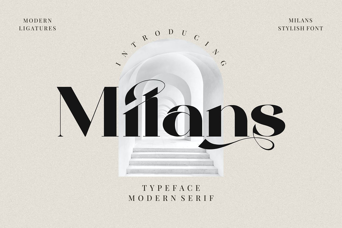 Milans_Typeface Modern Serif, a Serif Font by Penatic Studio (Photo 1 of 11)
