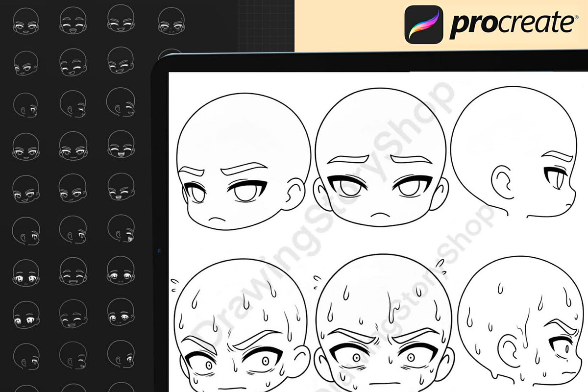 320 Procreate Chibi Boy Head Stamps, a Brush Add-On by DrawingStoryShop (Photo 2 of 8)