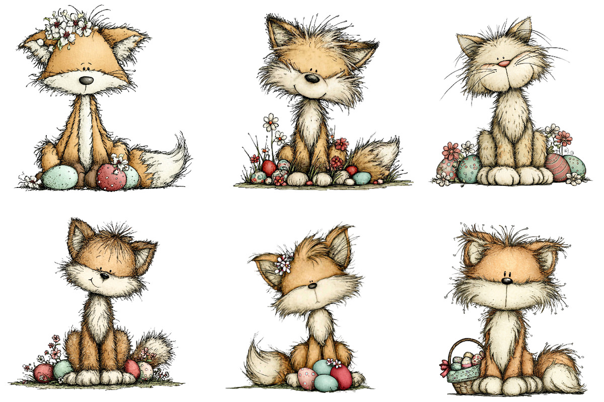 Whimsical Easter fox clipart, an Illustration by CreationArt (Photo 5 of 7)