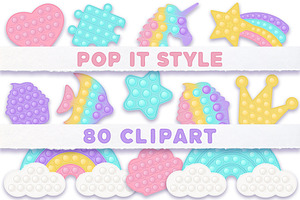 Pop it Fidget Toy Pastel Clipart set