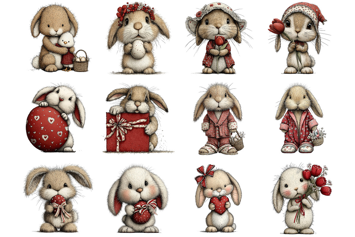 Cute Easter Clipart Bunny Clipart, an Illustration by DreamArtGraphic (Photo 4 of 4)