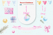 Sweet Christmas Watercolor Clipart, a Seasonal Illustration by Cat In Colour (Thumbnail 3 of 8)