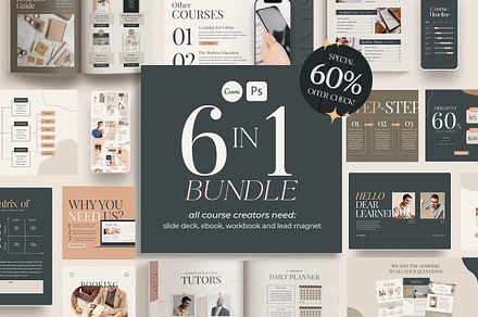 6 in 1 Bundle Education Course Coach, a Magazine Template by Eviory