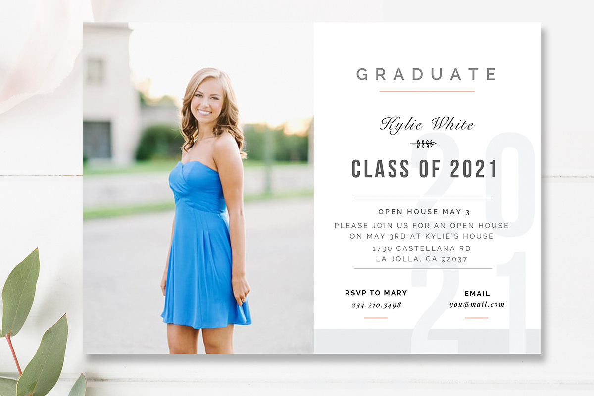 Senior Graduation Announcement Card, a Card Template by By Stephanie Design (Photo 4 of 6)