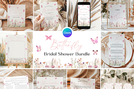 Butterflies Bridal Shower Bundle, an Invitation Template by Digital_Mind