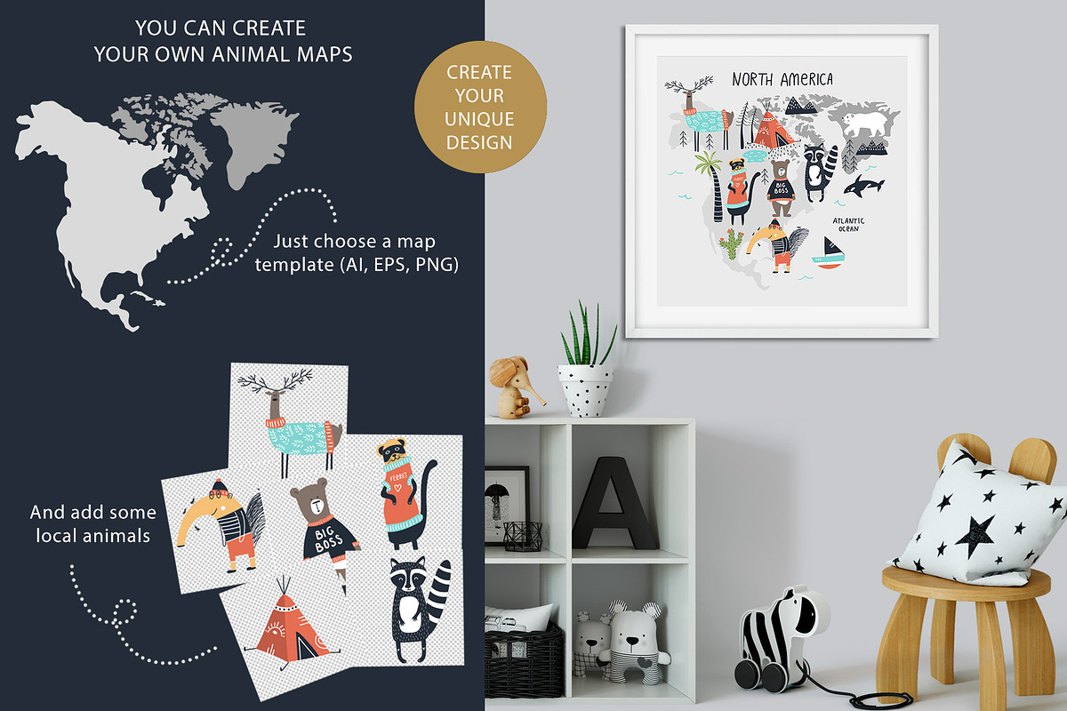 Animal World - Map Creator, an Animal Illustration by Oksana Stepova (Photo 5 of 15)