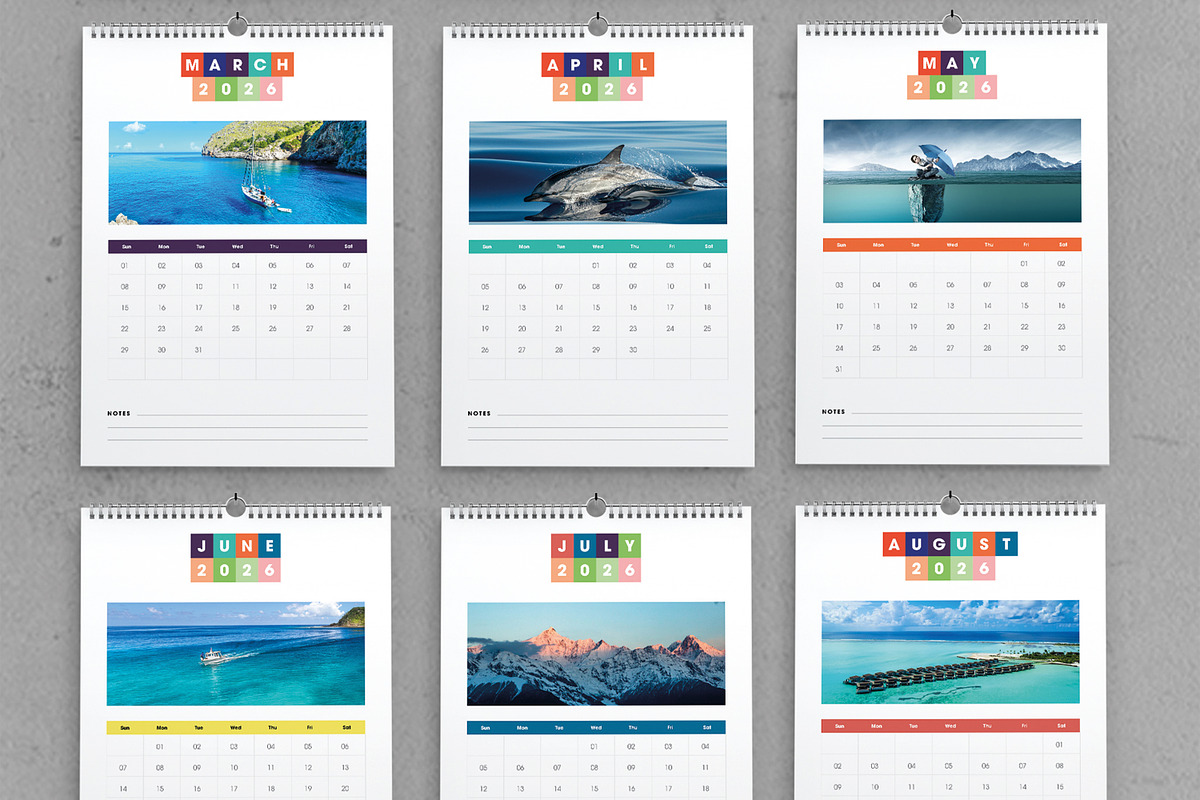 Colorful 2026 Wall Calendar Template preview 3