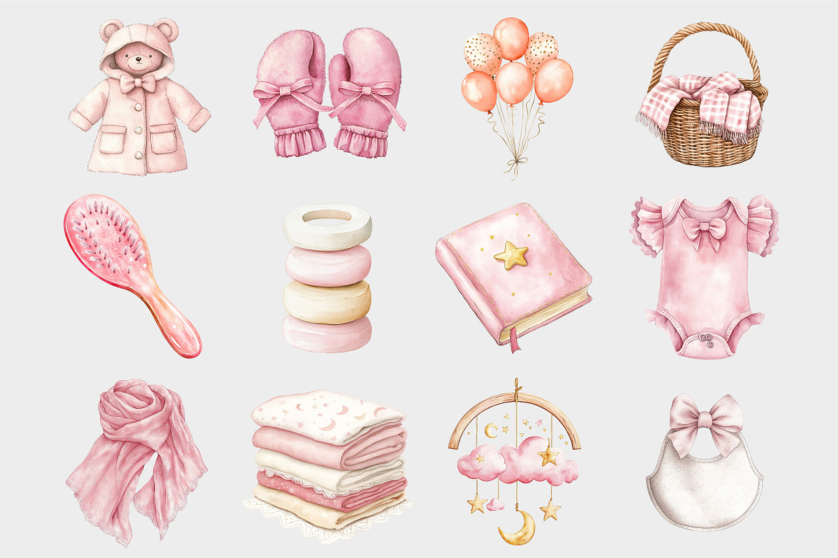 Watercolor Baby Girl Clipart, a Seasonal Illustration by Design Market (Photo 5 of 5)