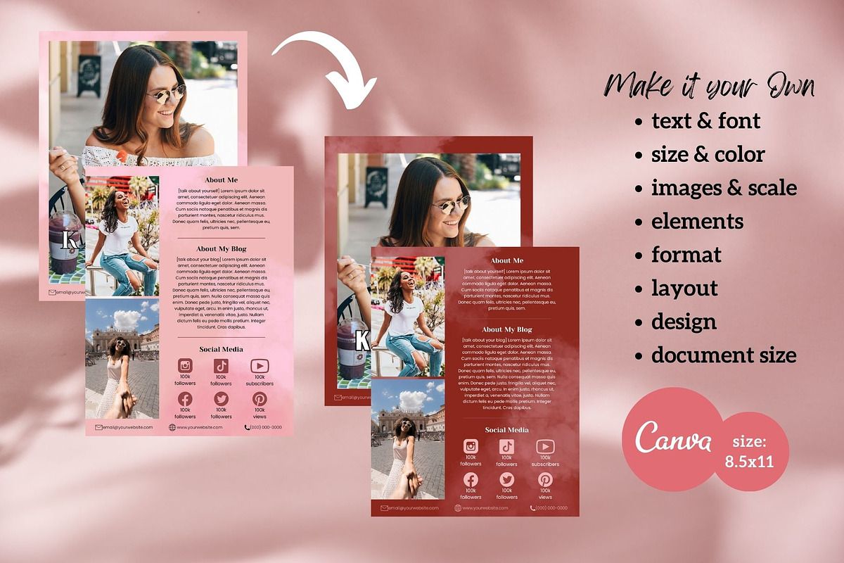 Four Page Media Kit in Pink, a Templates & Theme by ProductiveandFree (Photo 4 of 13)