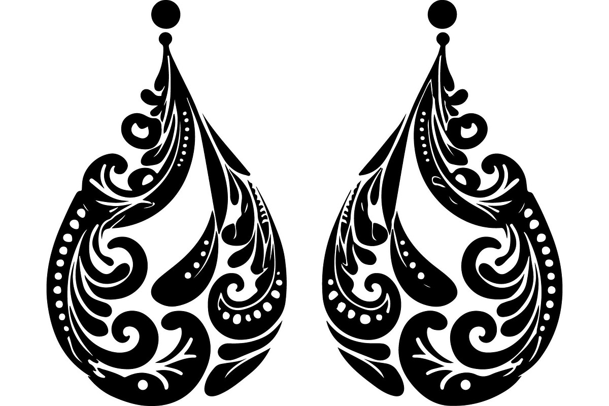 Black Ornamental Earrings SVG Set, an Object Graphic by jahid234 (Photo 13 of 13)
