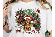 Festive Dachshunds Christmas PNG, a Seasonal Illustration by Craft Nest (Thumbnail 4 of 6)