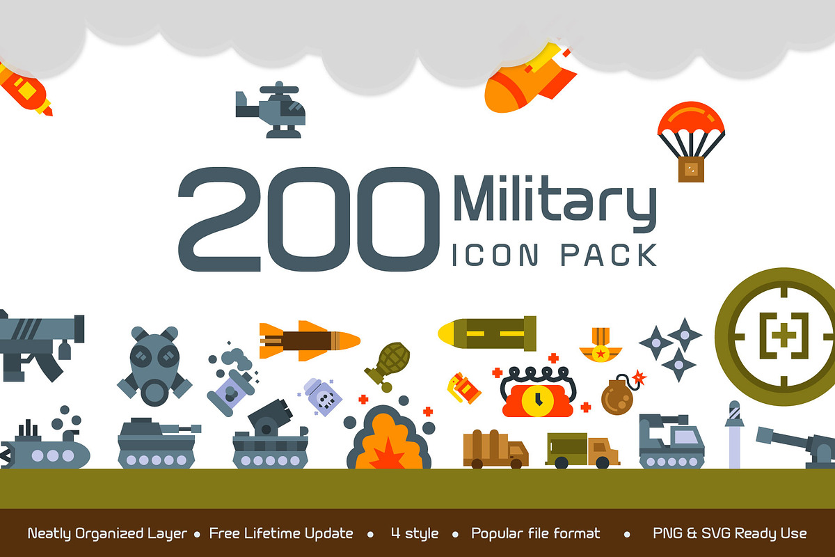 200 Military Icon Pack, a Duotone Icon by Creastale (Photo 1 of 5)