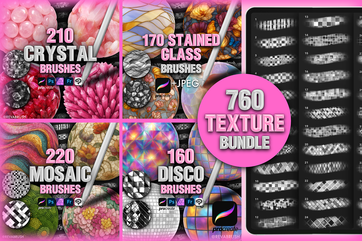 Procreate Textures BUNDLE brushes, a Brush Add-On by Revabrush (Photo 1 of 7)