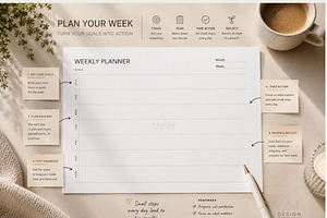 Minimalist Weekly & Goal Planner, a Stationery Template by Atthameeni