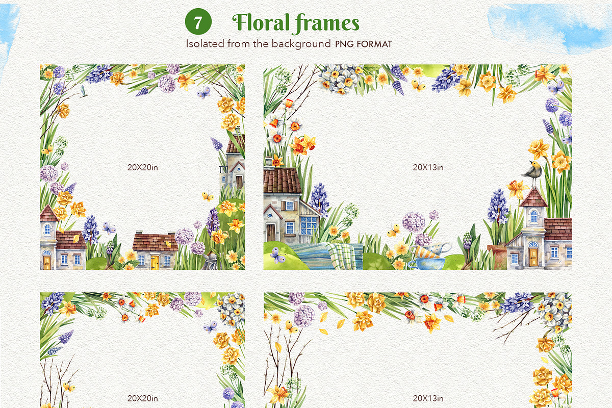 Daffodils  Houses, a Decorative Illustration by Watercolor by Tonia Tkach (Photo 9 of 9)