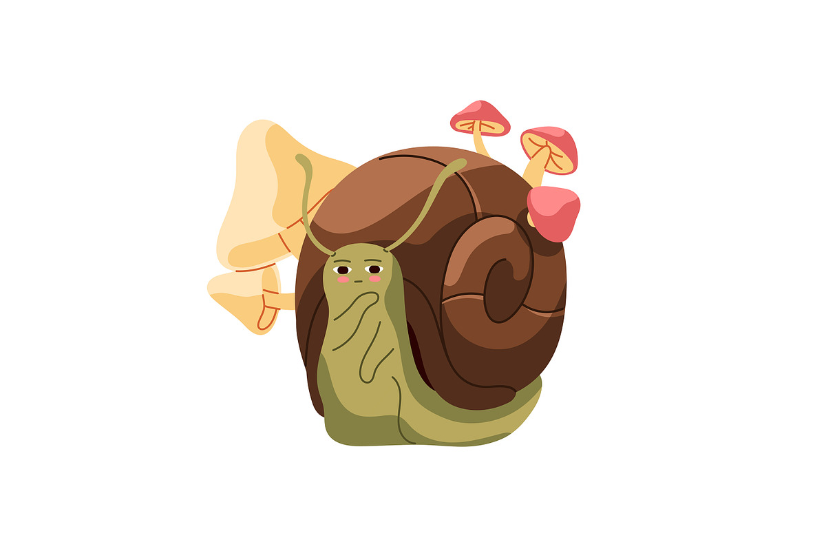 Cute, funny snails set + backgrounds, an Animal Illustration by PaperTrident (Photo 14 of 26)
