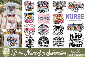 Retro Nurse Sublimation Bundle, an Object Graphic by DollarSmart