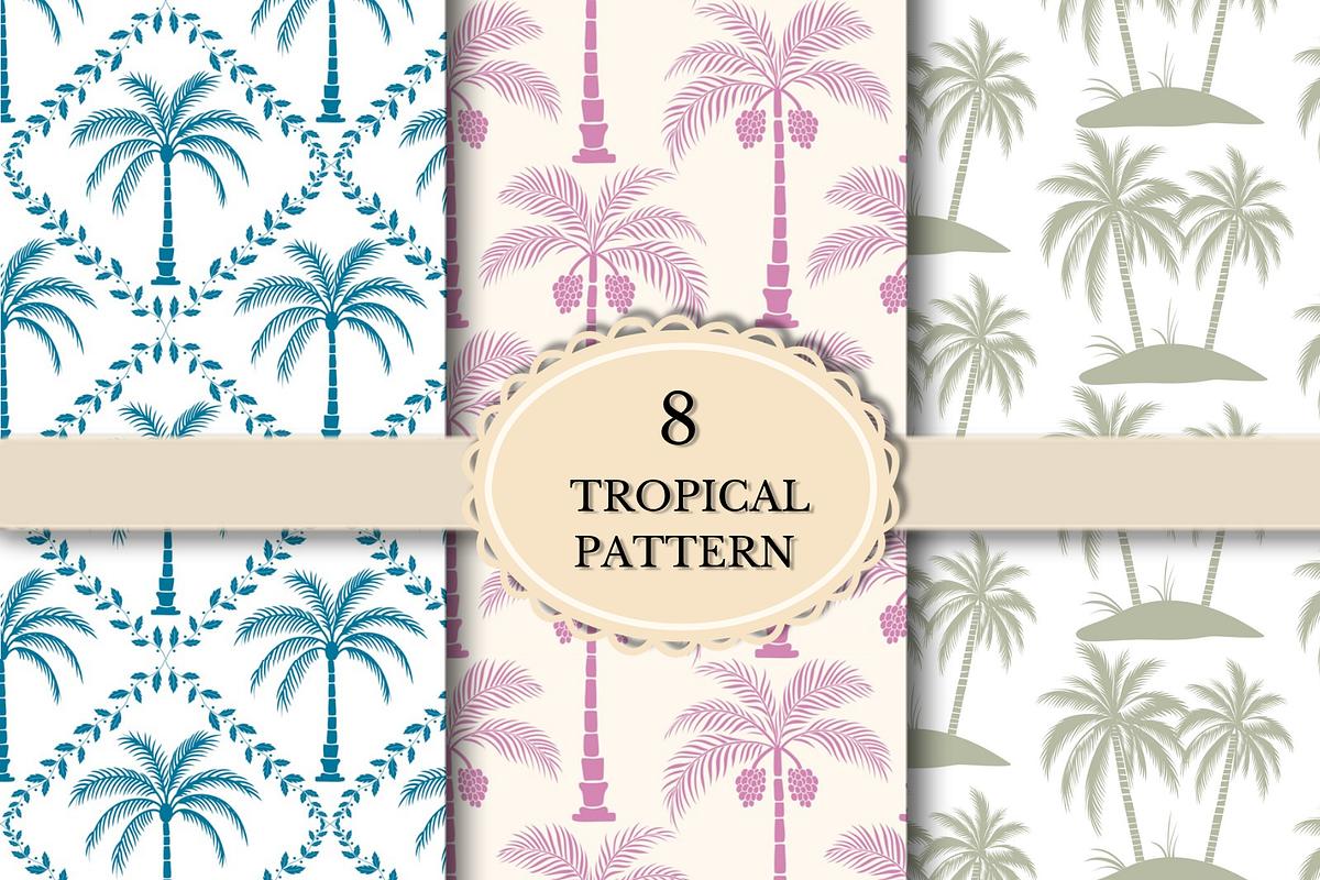 Palm Tree Tropical Seamless Patterns, a Pattern Graphic by wind mill (Photo 1 of 3)