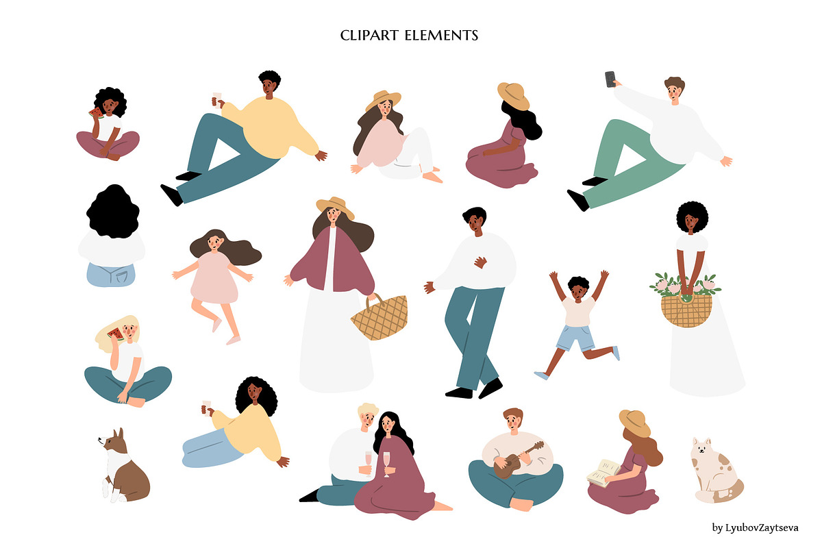 Summer picnic clipart | svg, png, ai, a Person Illustration by LyubovZaytseva (Photo 3 of 14)