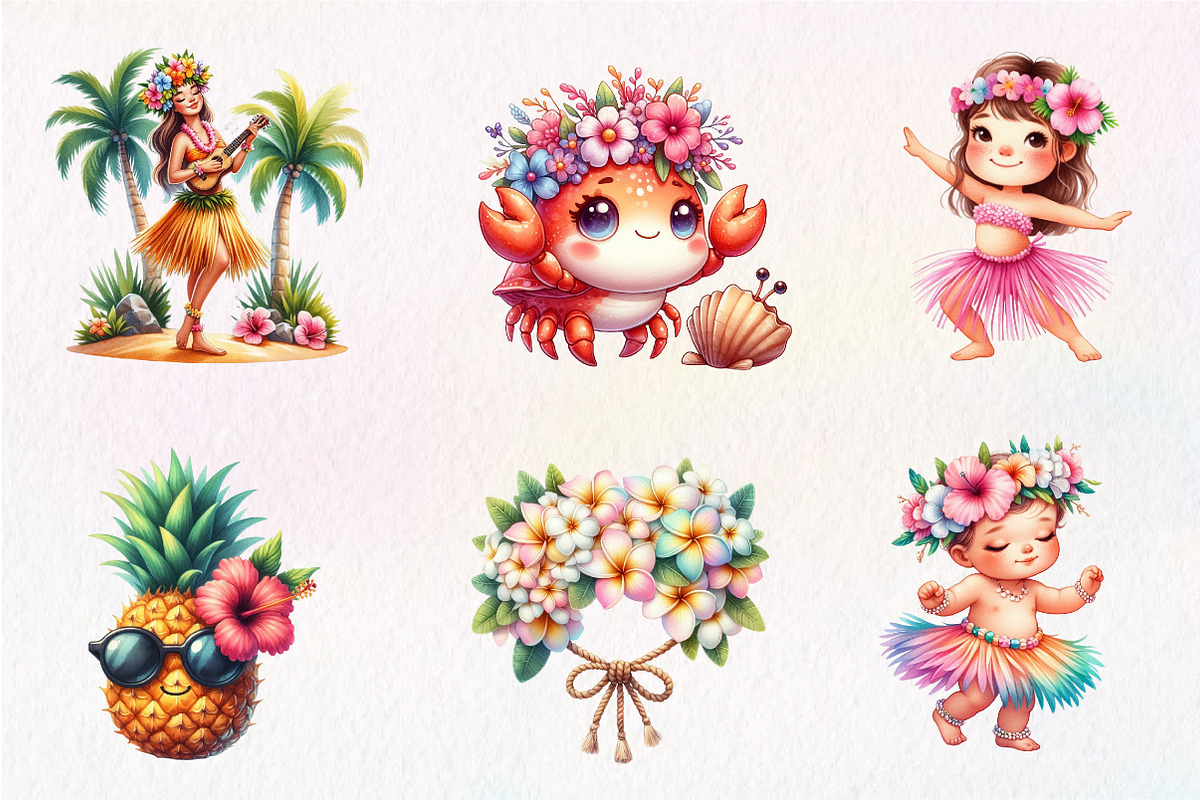 Cute Tropical Hula Dance Hawaiian, an Illustration by CreationArt (Photo 6 of 9)