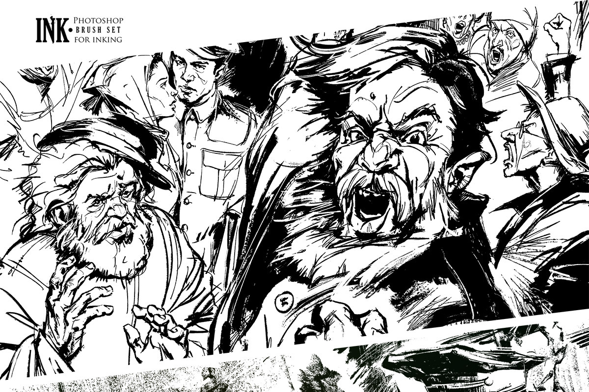 INK. 40 Photoshop Brushes for Inking, a Brush Add-On by Eldar Zakirov's (Photo 4 of 13)