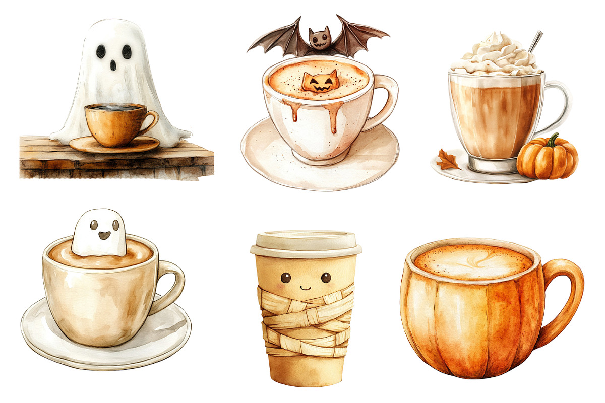 Halloween Coffee Latte Clipart, an Illustration by Dream Creation (Photo 6 of 7)
