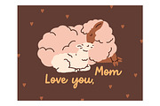 Happy Mothers day cards with animals, a Background Graphic by Good Studio (Thumbnail 4 of 10)