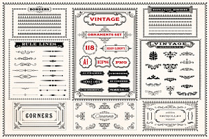 Vintage Ornaments Set - AI, EPS, PNG