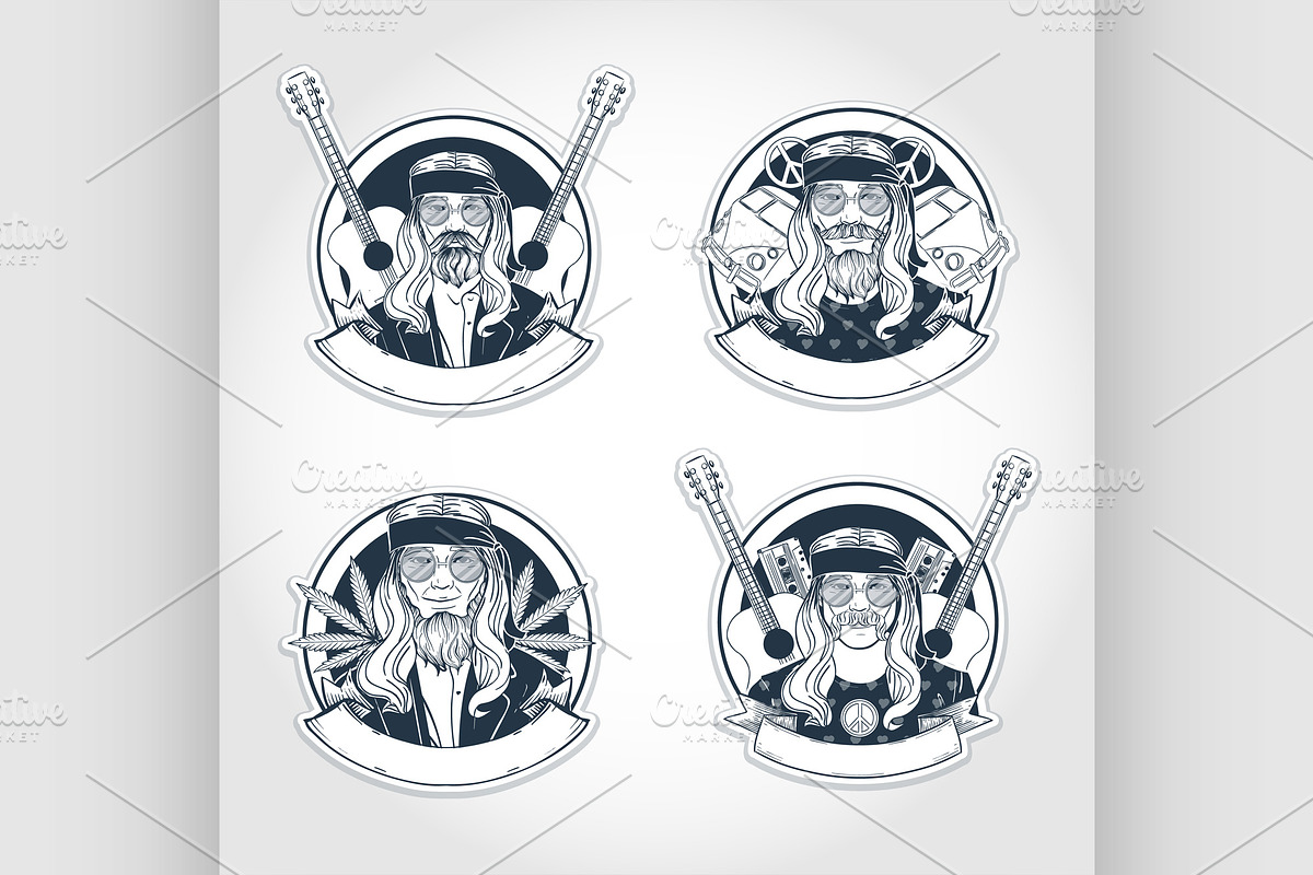 Hand drawn sketch hippie men 8, a Person Illustration by Netkoff