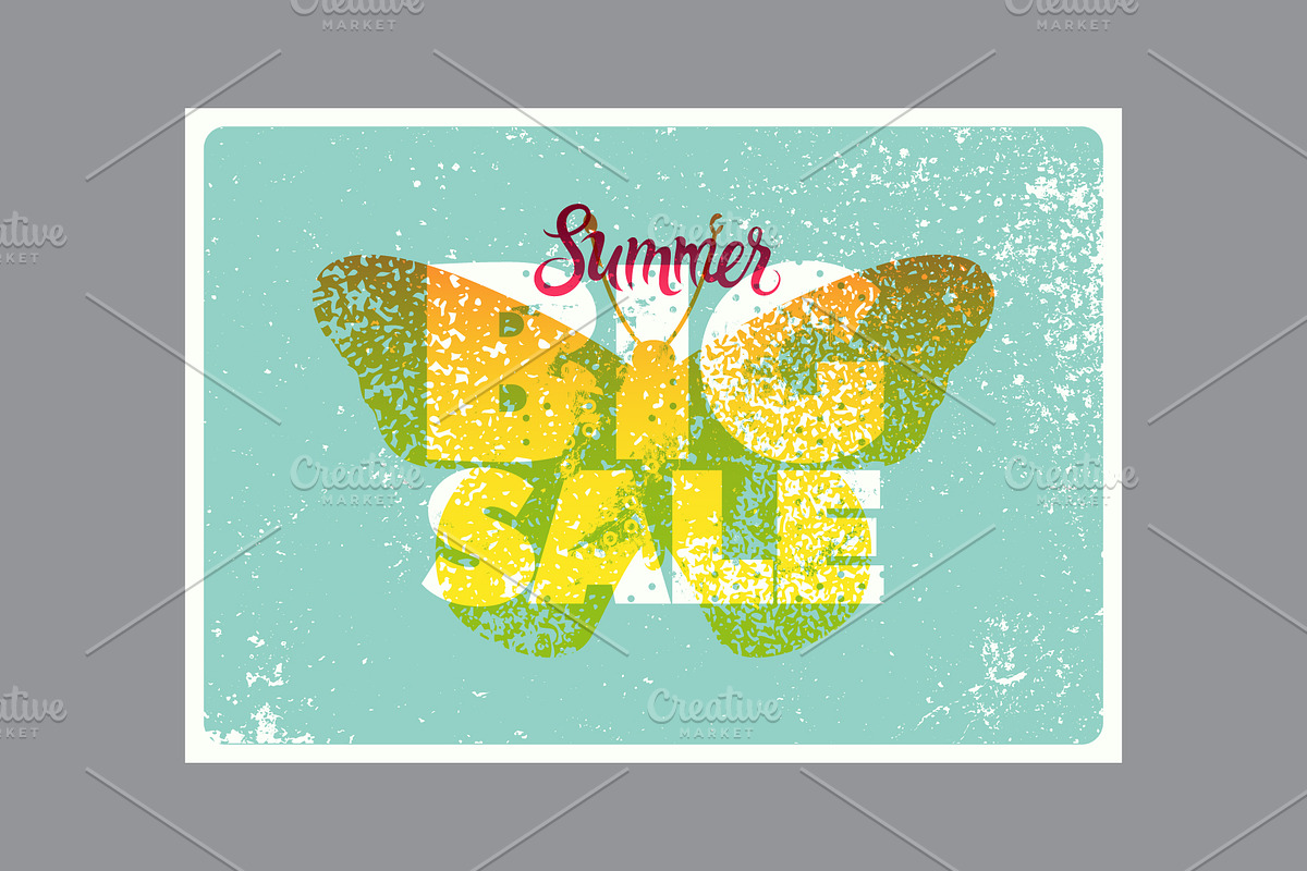 Summer Sale grunge vector poster set, a Seasonal Illustration by PoPaShop (Photo 9 of 9)