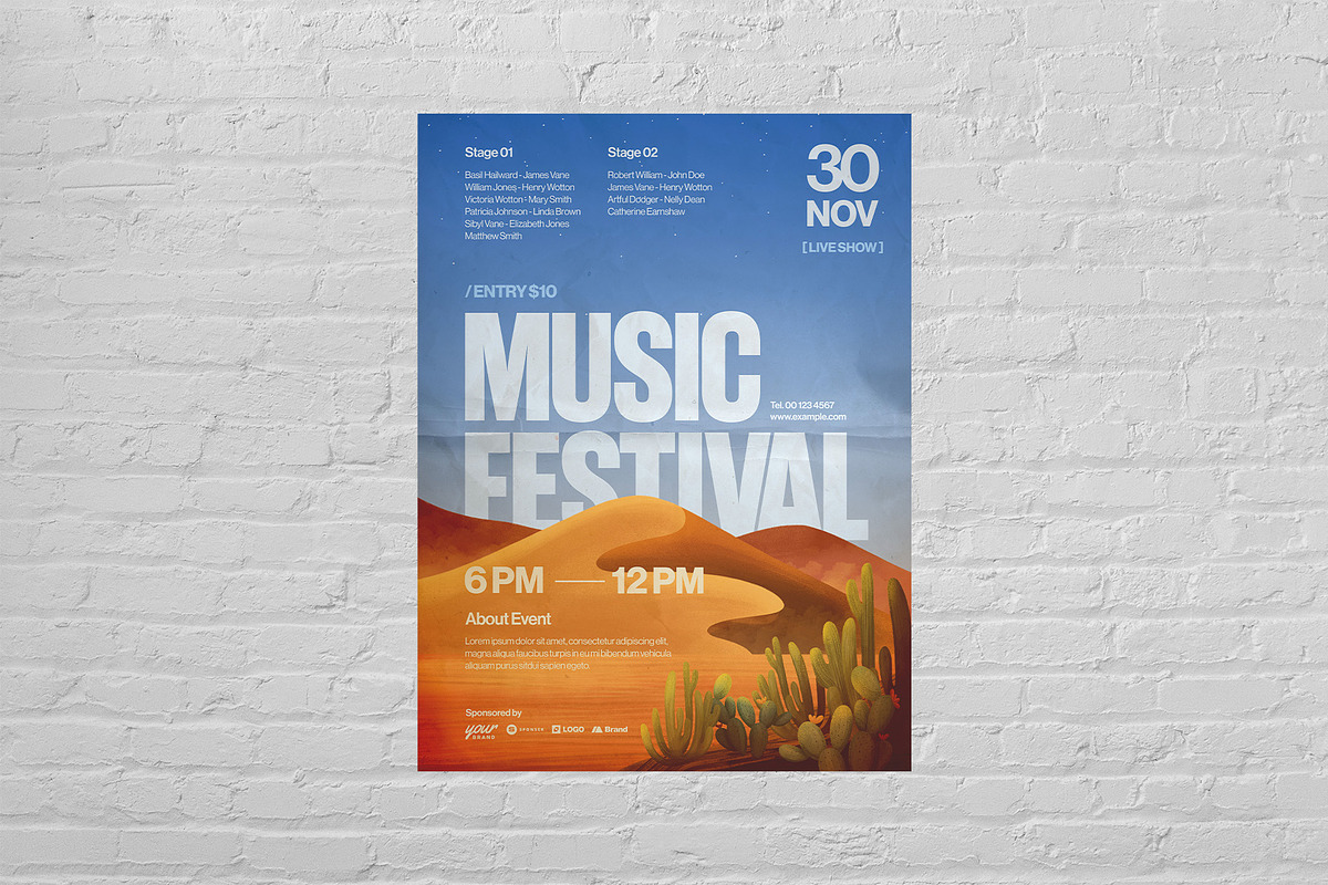 Desert Music Festival Poster Templat, a Poster Template by BrandPacks (Photo 3 of 5)