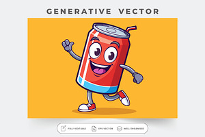A joyful soda can character waves wh, a Graphic by Iftikhar Alam