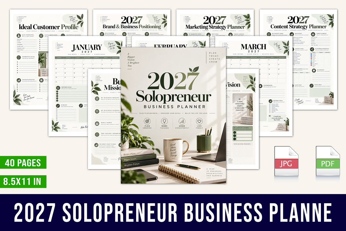 2027 Solopreneur Business Planner, a Stationery Template by Designmela01 (Photo 1 of 5)