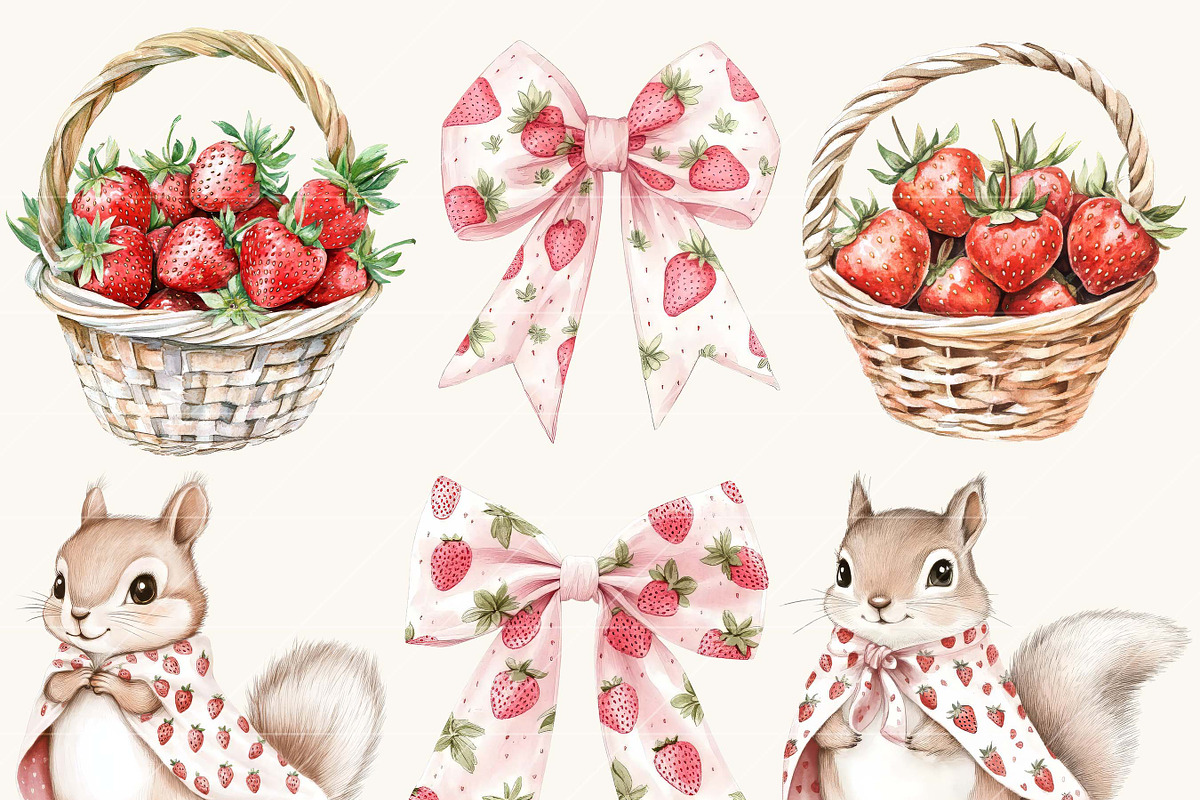 Watercolor Sweet Strawberry Clipart, a Food Illustration by SparkyDesignsUS (Photo 8 of 9)