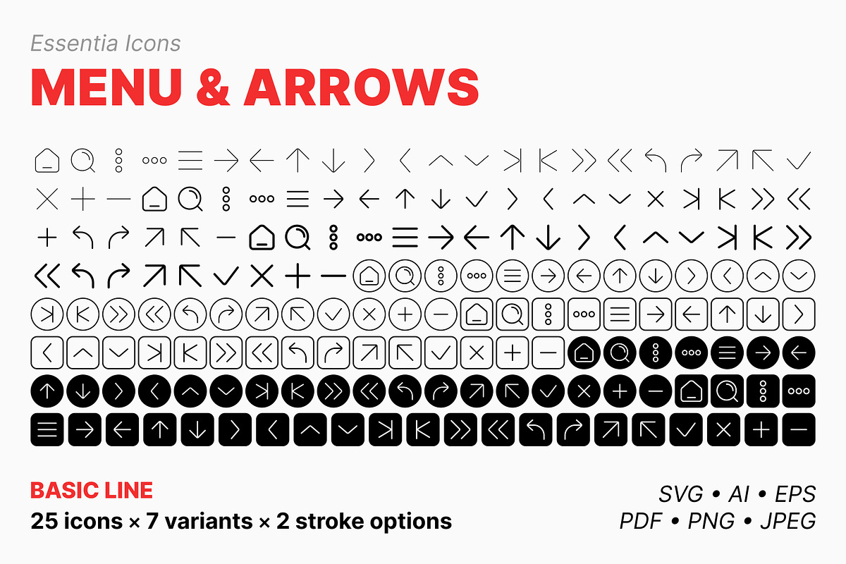 Menu & Arrows (Line & Solid Bundle), an Outline Icon by Totto House (Photo 2 of 4)