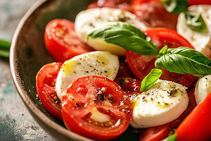 Italian caprese salad with fresh, a Food & Drink Photo by MistyDay