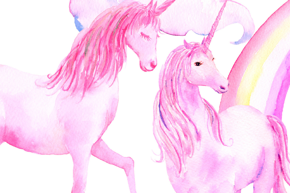 Watercolor Pink Unicorns, an Illustration by Corner Croft (Photo 3 of 5)