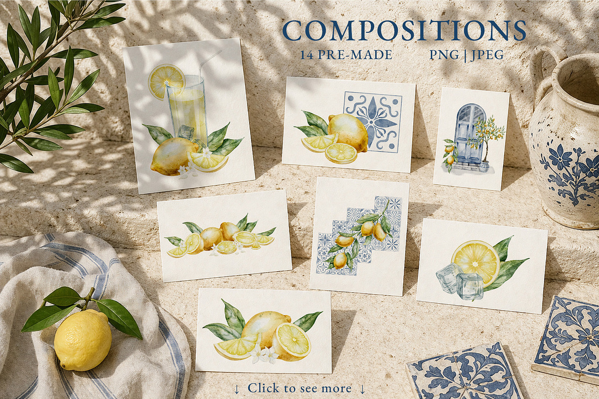 Lemon Watercolor Clipart Set, a Food Illustration by Alisles (Photo 3 of 11)