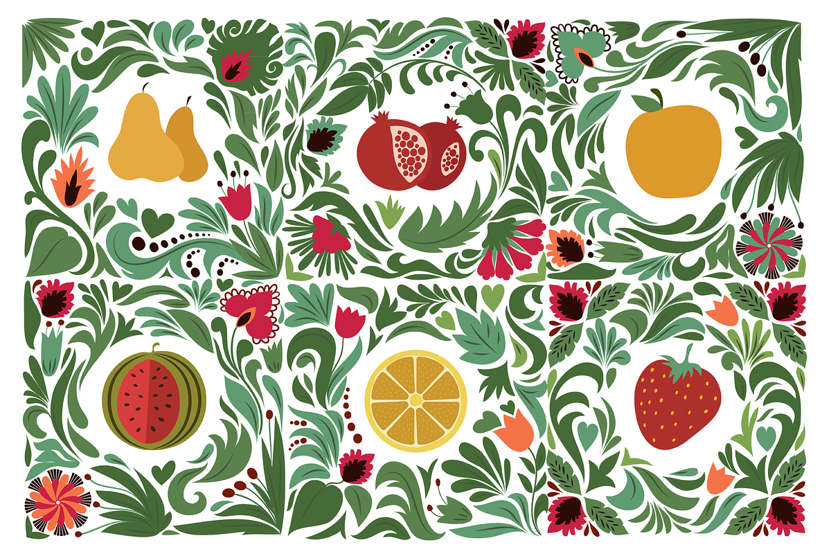 Fruits and Flowers - clipart set, a Graphic by ComelyPics Shop (Photo 2 of 10)