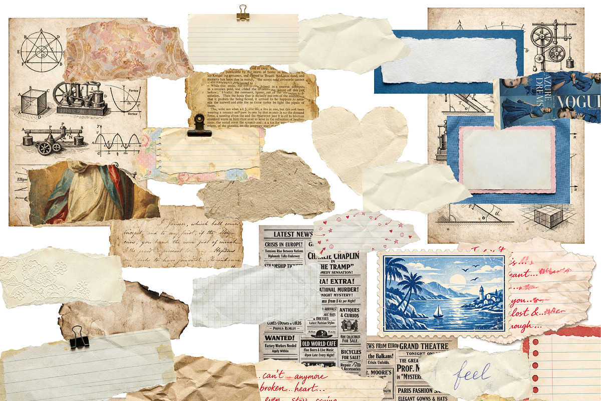 Vintage Creative Collage Kit 400+, an Object Graphic by DreamoraArt (Photo 8 of 18)