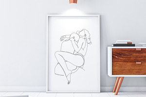 Line Art Passinate Couple Minimal