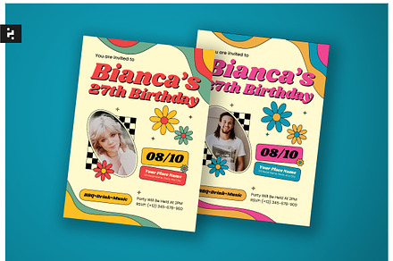 Retro Creative Birthday Invitation, a Card Template by Neermana
