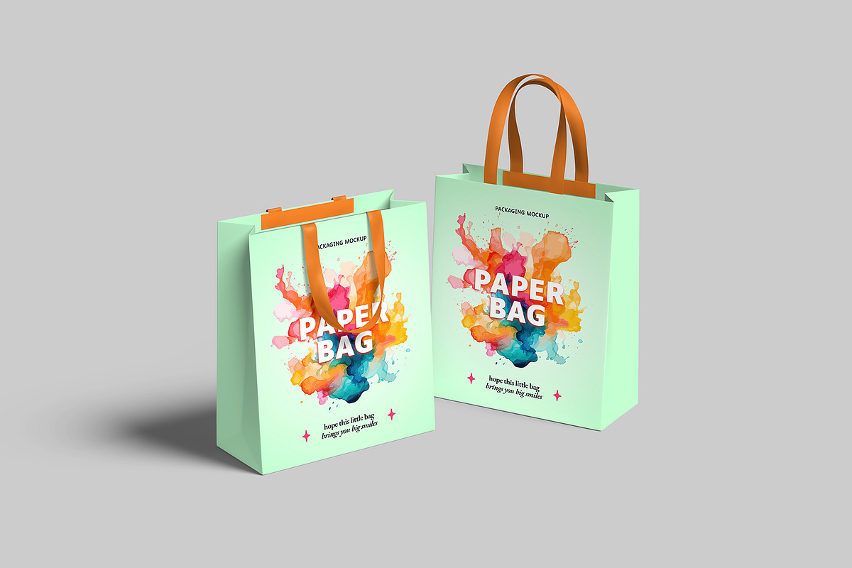 Paper Bag Mockup, a Merchandise Mockup by graphictime (Photo 7 of 12)